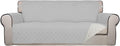 PureFit Reversible Quilted Couch Covers for Dogs Oversized Sofa Cover 78” | Light Gray/Ivory, Water Resistant Couch Protector, Washable Pet Couch Cover with Non Slip and Elastic Straps For Kids by PureFit