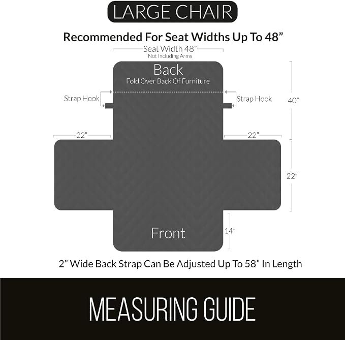 Sofa Shield® Couch Chair and Half Slip Cover with Strap, Charcoal Linen | Reversible Furniture Protector, Stain and Tear Resistant Cushion Cover, Machine Washable Slipcover for Pets, Cats 70 inch - Image 6