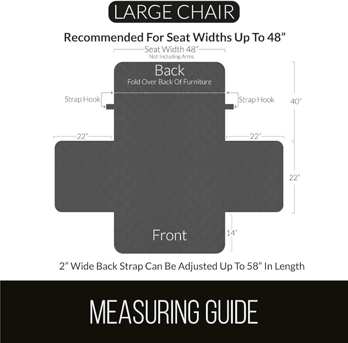 Sofa Shield® Couch Chair and Half Slip Cover with Strap, Seafoam Cream | Reversible Furniture Protector, Stain and Tear Resistant Cushion Cover, Machine Washable Slipcover for Pets, Cats 70 inch - Image 6