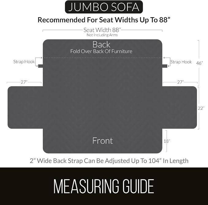 Sofa Shield® Couch Jumbo Sofa Slip Cover for Dogs with Strap, Light Taupe | Reversible Furniture Protector, Stain and Tear Resistant Cushion Cover, Machine Washable Slipcover for Pets, Cats 70 inch - Image 6