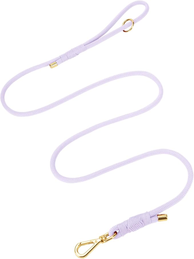 5FT Dog Leash 5/16 inch Puppy Cat Rope Lead | Light Purple, with Anti-tangle Swivel Clip, Comfortable Non-slip Grip Handle, Ideal for Daily Walks, for Small Medium Dogs by Sunraymascota