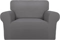 PureFit Super Stretch Sofa Slipcover – Spandex Non Slip Soft Couch Sofa Cover, Washable Furniture Protector with Non Skid Foam and Elastic Bottom for Kids, Pets (Oversized, Light Gray) by PureFit