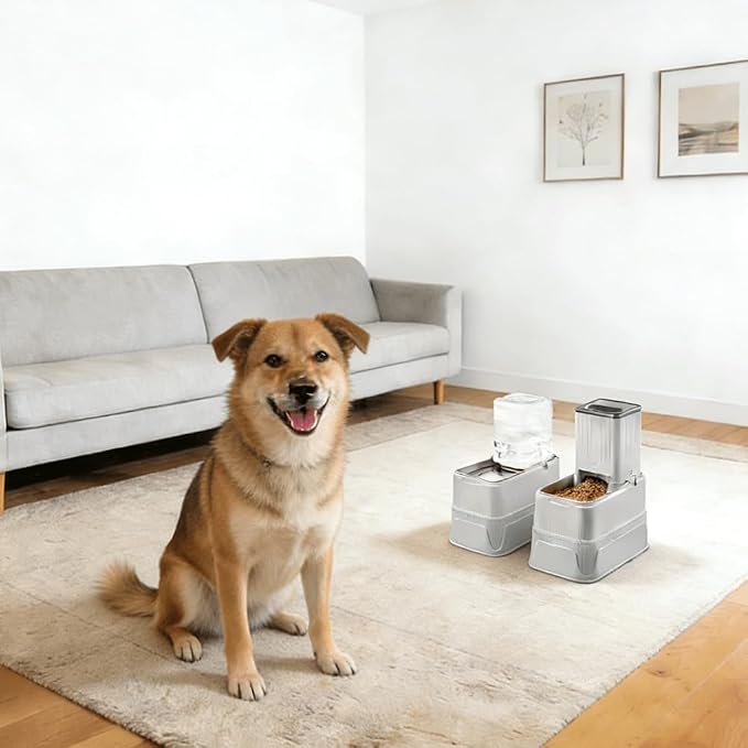 Elevated Automatic Pet Feeder & Water Dispenser, 128 Fl Oz/1 Gallon Water & 4.4lb Food Capacity, Stainless Steel Bowl, 2-Level Height Adjustable, Neck Protection for Small/Medium Dogs,Anti-Choking - Image 7