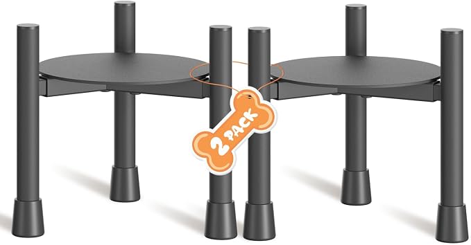 Elevated Dog Bowl Stand for Small Medium Breed, 2 Pack 10in Tall Holder | Adjustable Width 6-10in,Non-Slip Metal Puppy Food Water Raised Feeder, Fits Various Size Ceramic Stainless Steel Bowl by Oppro