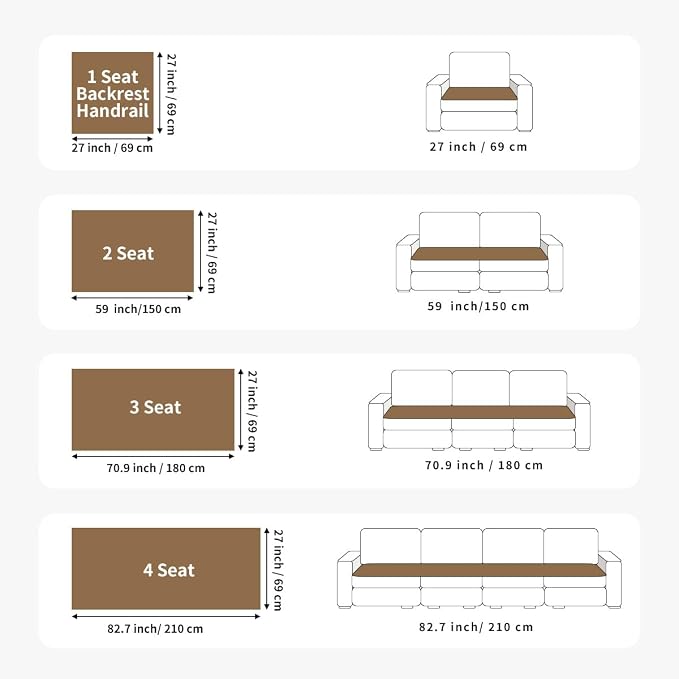 Sofa Couch Cover, Sofa Covers for Dogs Washable, Non-Slip Striped Sofa Slipcovers for Sectional Sofa, Sofa Cover Furniture Protector for L Shaped(Khaki, 27.6"x 82.7") - Image 5