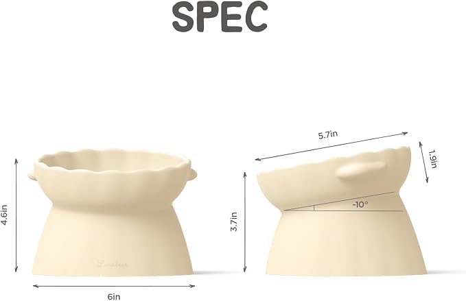 Elevated Dog Bowls, Raised Dog Bowl | Premium Food-Grade Silicone Material, Dog Bowls elevated, Quiet Dog Bowl for Noise-Sensitive Dogs, Non slip (Ivory) - Image 9