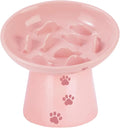 Y YHY 6 Inch Slow Feeder Bowl, Elevated Dog & Cat Bowl, Ceramic, Anti Vomiting, Pink by YYHY