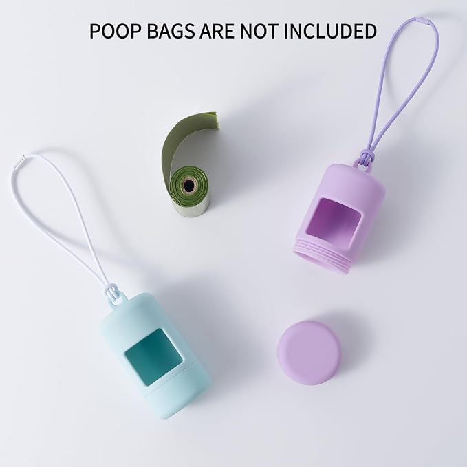 Dog Poop Bag Holder for Leash,2Pack Dogs Waste Bag Dispenser with Elastic Loop Protable Lightweight Plastic Holders for Pet Doggy,Light Blue and Purple - Image 3