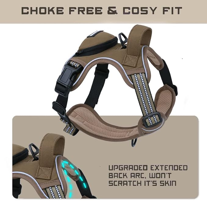 No Pull Dog Harness for Large Dogs, Adjustable No Choke Pet Vest with Dog Leash Fit Smart Reflective Pet Walking Harness for Training Easy Control Soft Handle Brown XL - Image 5