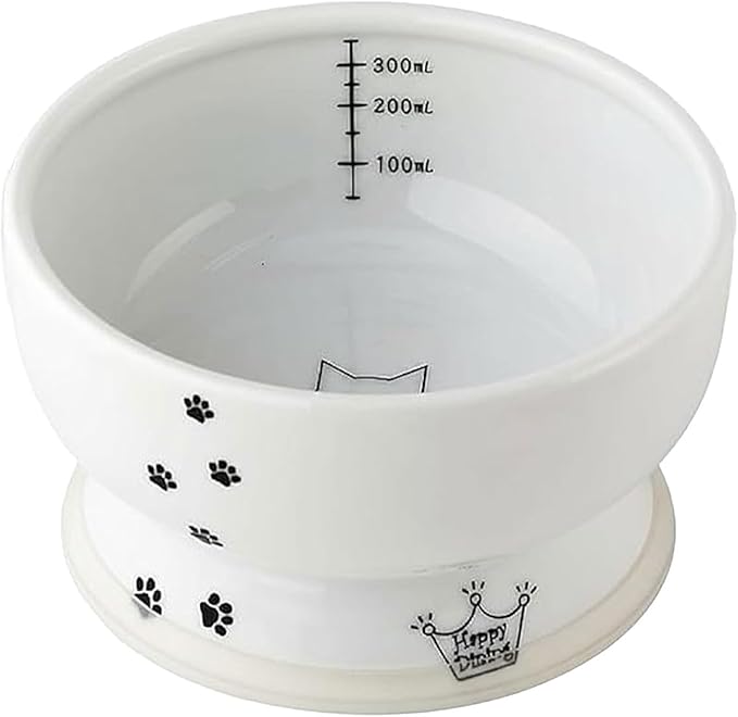 Necoichi Ceramic Elevated Cat Water Bowl, Whisker-Friendly (Cat, Regular) by NECOICHI
