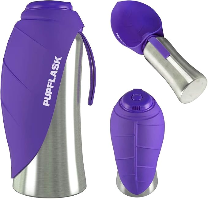 PupFlask Large Dog Water Bottle, Portable Stainless Steel Travel Bowl | 27 or 40 oz Leak-Proof Drink Dispenser with Built-In Cup and Carry Strap for Walking, Hiking and Travel; For All Dog Breeds - Image 8