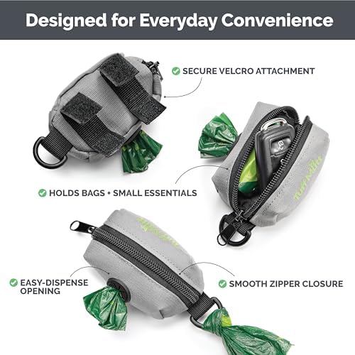Tuff Mutt Dog Poop Bag Holder with Velcro Attachment - Durable Fabric Poop Bag Dispenser for Leashes - Includes Starter Roll for Easy Cleanup (Pack of 3) - Image 4