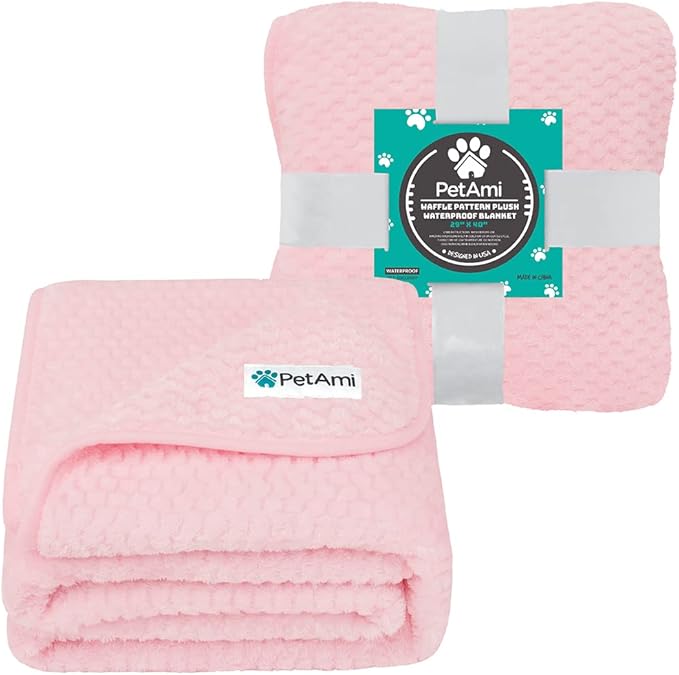 PetAmi Waterproof Dog Blanket, Leakproof Puppy Blanket, 29x40 Light Pink | For Small Medium Pets, Furniture Sofa Couch Cover Protector, Fleece Throw Indoor Cat Kitten, Reversible Washable Soft Plush - Image 2