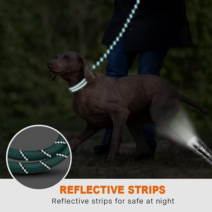 Taglory Rope Dog Leash for Medium Large Dogs, 6 FT Padded Handle, Turquoise | Climbing Rope for Strong Pullers, Reflective for Night Walks and Training, Comfortable Grip, Anti-tangle Swivel Clip 1/2 inch - Image 5