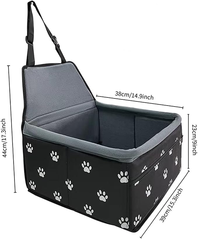 Pet Dog Booster Seat, Upgrading the Framed wall to Prevent Collapse，Breathable and Foldable Pet Car Basket，Removable andWashable pet car seat (Velvet Black) - Image 2