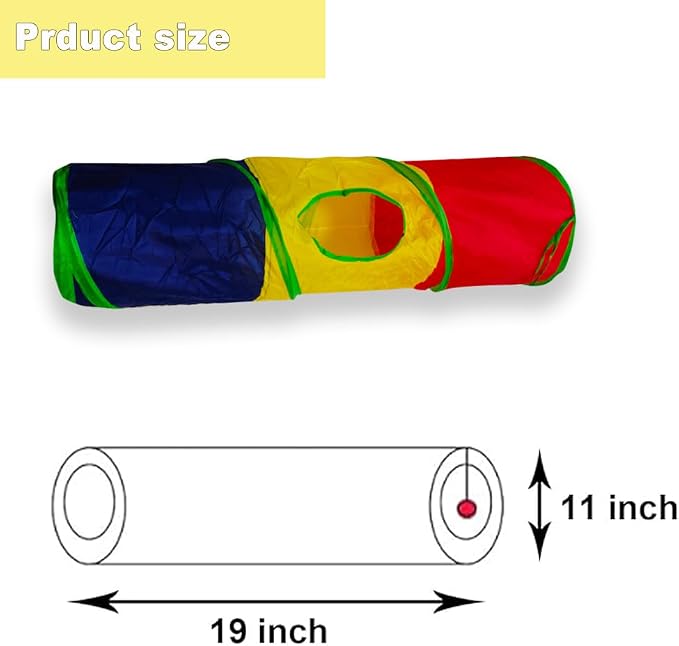 Cat Tunnel Tube Toys，Tunnels for Indoor Cats, 2 Way Foldable | Interactive Pet Crinkle Pop Up Tunnel with Balls Peek Hole Hideaway for Rabbits, Kittens, Ferrets, Puppy Playing & Exploring - Image 2