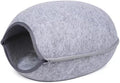 Felt Cat Cave Bed with Removable Cover, Cozy Pet Shelter for Indoor Cats, Zippered Washable Cat House with Roomy Interior (Light Gray, for Cats Under 15 lbs, Round Dome Cat Bed) | Zippered Washable Cat House with Roomy Interior, Warm Kitty Hideaway for... by YolieraArt