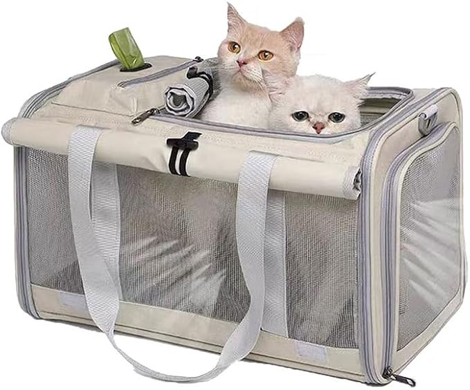 Pet Carrier Bag for Cats & Small Dogs, Airline Approved Travel Cat Carrier with Mesh Windows, Shoulder Strap & Removable Mat, Foldable Design for Home & Outdoor Trips by NZPHDE