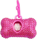 Bling Dog Poop Pickup Bag Dispenser Holder Pet Waste Disposal Bag Pet Trash Bags Holder Bone Shaped Hot Pink with small garbage bags by TJCGCKK