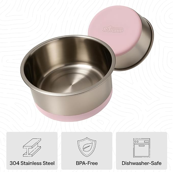 GORILLA GRIP Dog Bowls, Food Grade Stainless Steel, Set of 2, 4 Cup, Pink | 304 Stainless Steel Pet Feeding Bowls Hold 32 fl oz Each, Dishwasher Safe, Rust Resistant, BPA Free Rubber Base - Image 6