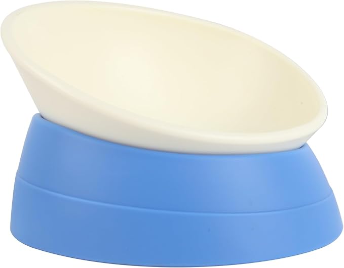 Bulldog Bowl Anti-Slip Dog Cat Dish Detachable Rubber Dog Bowl Pet Sterile Tilted Pet Feeder Slope Base (Blue, 3.5 Cup (Medium/Large Dog)) by JWPC
