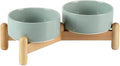 Havniva Ceramic Dog Bowls Elevated, Raised Dog Food Bowl for Puppies | 5.1” Elevated Dog Bowls, Non-Slip Wood Stand, Dog Food and Water Bowl Set, Dog Feeding Dish, Large Capacity Pet Water Bowl by Havniva