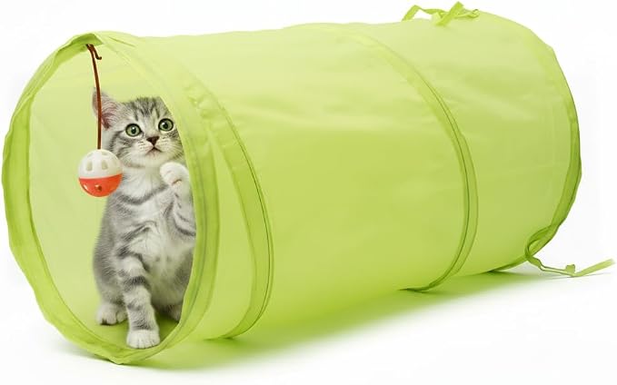 Youngever Cat Tunnel Toy, Collapsible Crinkle Tube with Hanging Ball, Interactive Play Tunnel for Cats, Kittens, Small Pet - Image 3