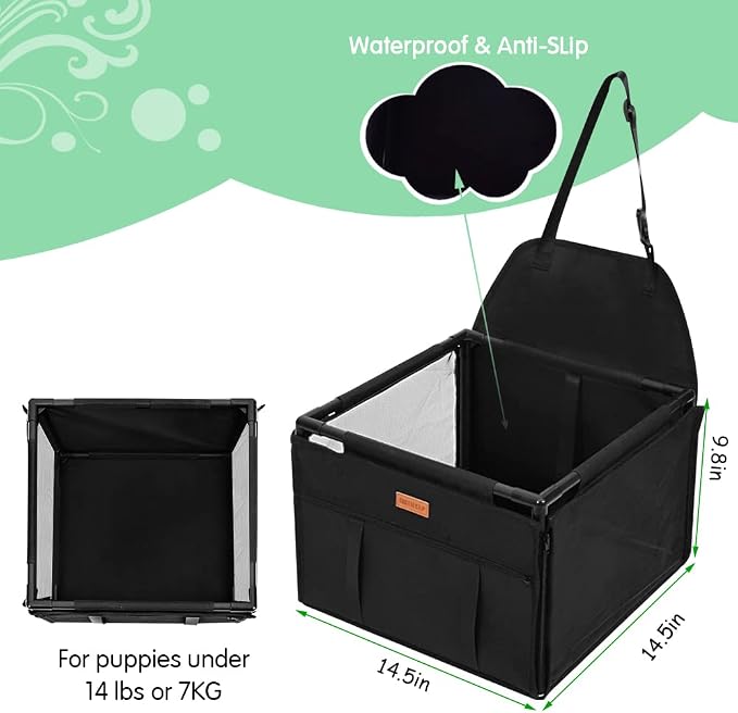 Dog Car Seat Puppy Portable Pet Booster Car Seat with Clip-On Safety Leash and Stable Fram, Anti-Collapse,Perfect for Small Pets - Image 4