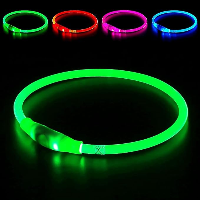 Led Dog Collar, BSEEN USB Rechargeable Flash Light up Dog Collar | Pet Safety Necklace Makes Your Beloved Dogs Be Seen at Night for Small Medium Large Dogs(Green) by BSEEN