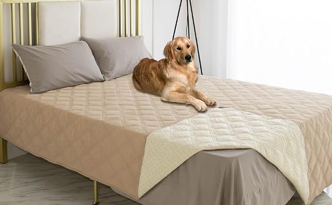 Ameritex Waterproof Dog Bed Cover Pet Blanket with Anti-Slip Back for Furniture Bed Couch Sofa (40x50 Inch (Pack of 1), Beige) - Image 7