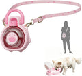 2-in-1 Crossbody Portable Dog Water Bottle with Foldable Bowl Base, 13.5oz, Adjustable Water Flow, Ideal for Small & Medium Dogs on Daily Walks and Pet Trips （Pink） by Geelraqaly