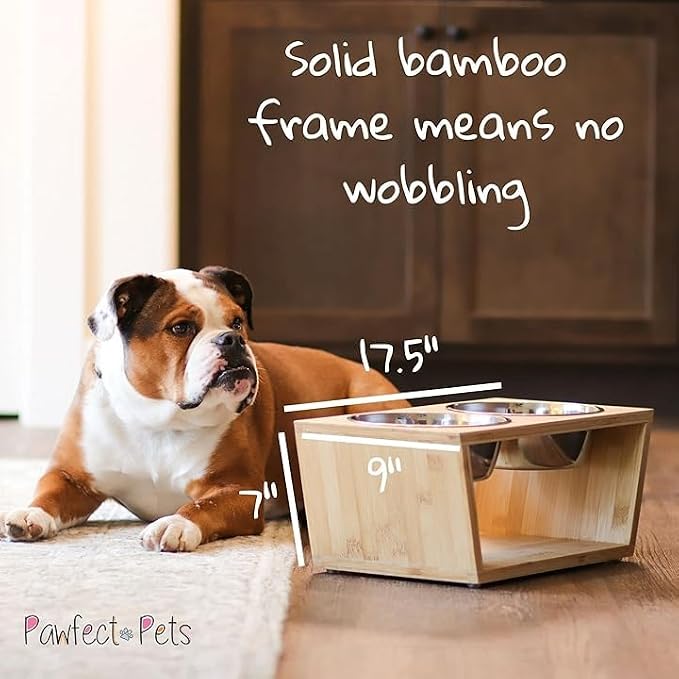 Pawfect Pets Elevated Dog Bowl Stand- 7" Raised Pet Feeder for Medium Dogs with Four Stainless Steel Bowls. - Image 5