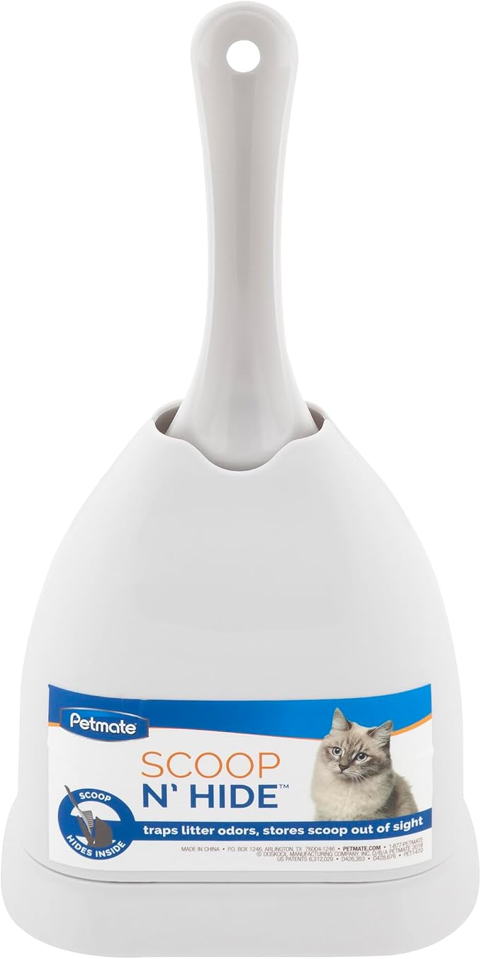 Petmate Scoop N' Hide Cat Litter Scoop, White | with Discreet Litter Scoops Holder - Image 2