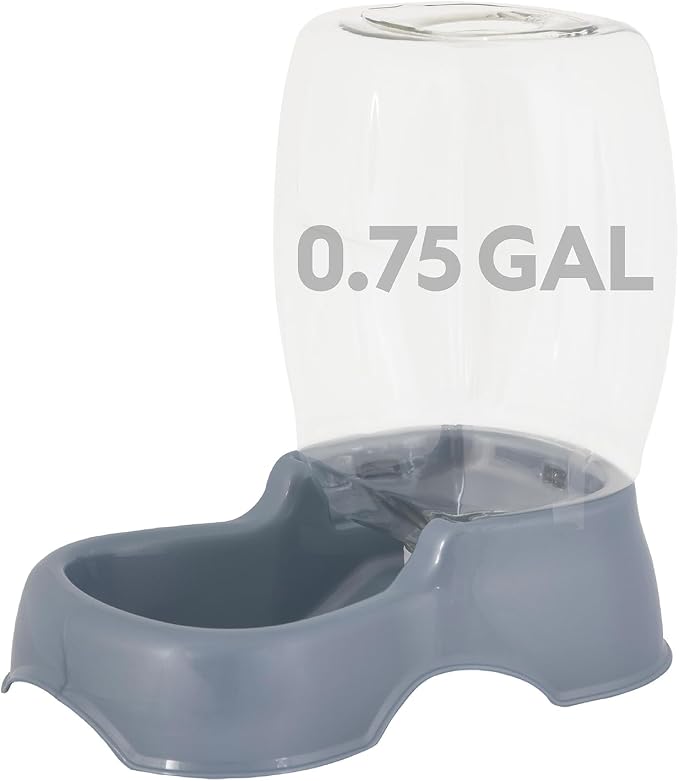 Petmate Pet Cafe Gravity Water Dispenser, 0.75 GAL, Pearl Gray | Bowl for Cats and Dogs, USA Made by Petmate