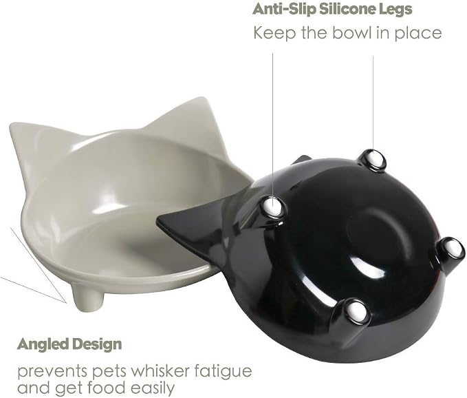 2 Pack Cat Food Bowls, Shallow Whisker Friendly Non-Slip Pet Dishes | Whisker Fatigue Relief, Non-Slip Stable Base, Easy to Clean, for Food & Water, Ideal for Cats & Small Dogs - Image 2