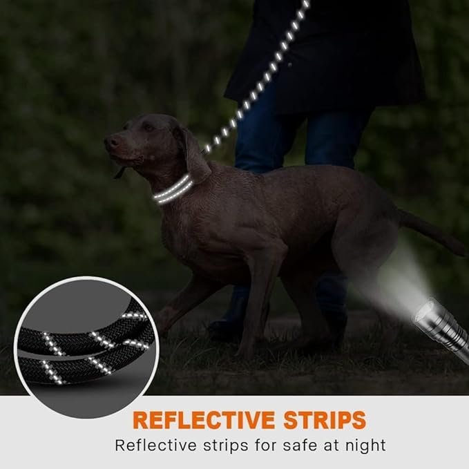 Taglory Rope Dog Leash for Medium Large Dogs, 4 FT Padded Handle, Black | Climbing Rope for Strong Pullers, Reflective for Night Walks and Training, Comfortable Grip, Anti-tangle Swivel Clip 1/2 inch - Image 5