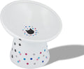 Necoichi Ceramic Elevated Food Bowl, 15° (Colorful Dots, Extra Wide Tilted) by NECOICHI