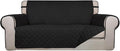 PureFit Reversible Quilted Couch Covers for Dogs Loveseat Sofa Cover 54" | Black/Black, Water Resistant Couch Protector, Washable Pet Couch Cover with Non Slip and Elastic Straps For Kids by PureFit