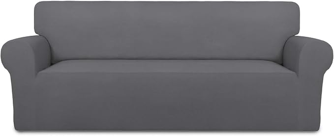 PureFit Stretch Couch Covers for Sofa Large Sofa Slipcovers Gray | 1-Piece Sofa Cover Washable Soft Couch Protector, Couch Slipcover with Non Skid Foam and Elastic Bottom for Kids, Dogs by PureFit