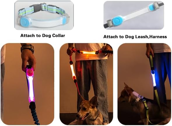 2 Pack LED Light for Dog Leash Harness, Light Up Dog Collar with Nylon Stickers, Waterproof Glow Light Easy to Attach to Collar Leash and Harness, Safety LED Light Up Band for Dogs at Night Walking - Image 3