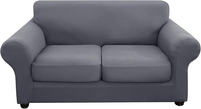 hyha Stretch Couch Cover, Sofa Covers for 2 Separate Cushion Couch Washable | Loveseat Cover, Floral Pattern, Printed, 3 Pieces, 2 Seater Furniture Protector with Elastic Bottom for Dogs, Pet Friendly by hyha