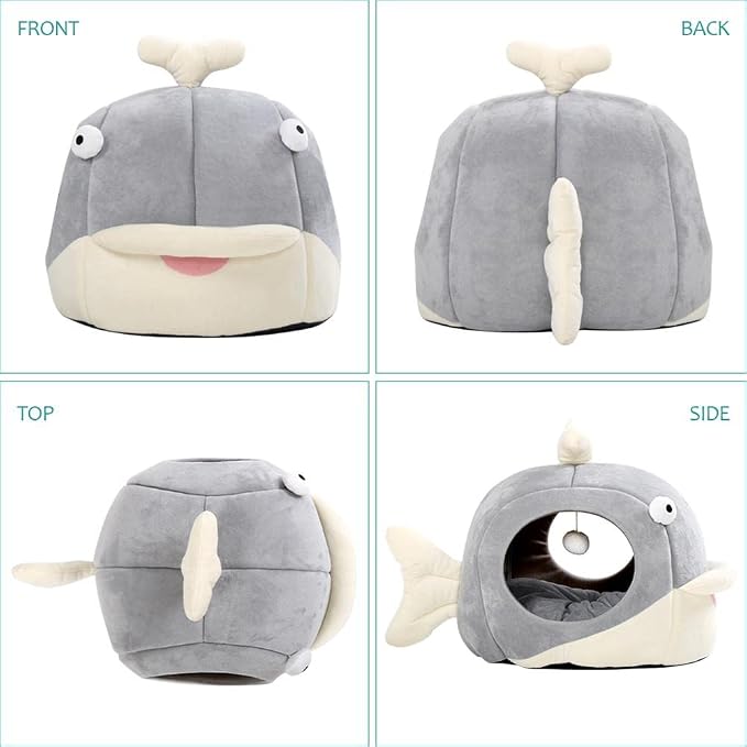 Lcybem Cat Beds for Indoor Cats - Cat Bed Cave with Removable Washable Cushioned Pillow, Soft Plush Premium Cotton No Deformation Pet Bed, Roomy Dolphin cat House Design, Multiple Sizes - Image 8