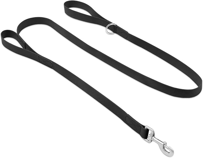 Waterproof Dog Leash with Double Handle, 6 FT Durable Odor-Proof Dog Leashes with Strong Aviation Aluminum Hooks Fits Small Medium or Large Dogs by KiddingPets