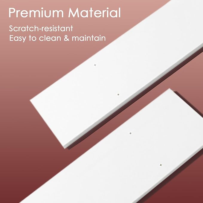 Long Wall Shelves, 31.5Inch Wooden Wall Mounted Shelves, Set of 4 | Large Floating Book Shelf, Metal Brackets, Easy Assembly, Max Load 22lbs, Wall Storage Ledges, Bedroom/Bathroom, White & Gold - Image 9