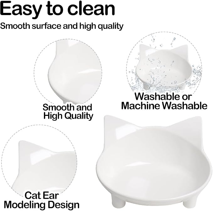 Cat Food Bowls, Non-Slip Shallow Wide Whisker Friendly Dishes for Indoor | Food Grade Safe Feeding Bowls for Kittens, Puppies & Rabbits, Easy to Clean, Relieves Whisker Fatigue, Ideal for Food & Water - Image 4