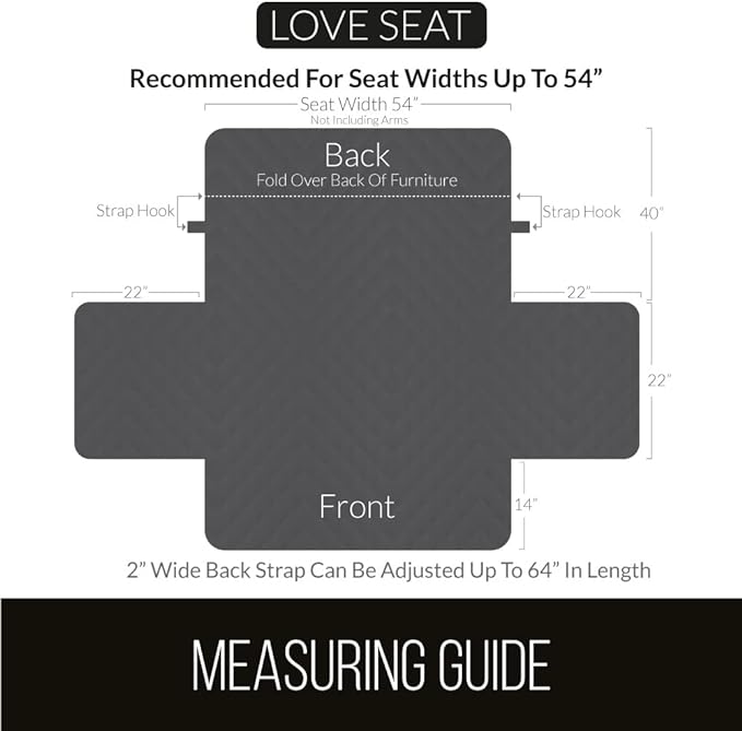 Sofa Shield® Couch Loveseat Slip Cover for Dogs with Strap, Charcoal | Reversible Furniture Protector, Stain and Tear Resistant Cushion Cover, Machine Washable Slipcover for Pets, Cats 70 inch - Image 6