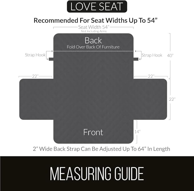 Sofa Shield® Couch Loveseat Slip Cover for Dogs with Strap, Light Gray | Reversible Furniture Protector, Stain and Tear Resistant Cushion Cover, Machine Washable Slipcover for Pets, Cats 70 inch - Image 6