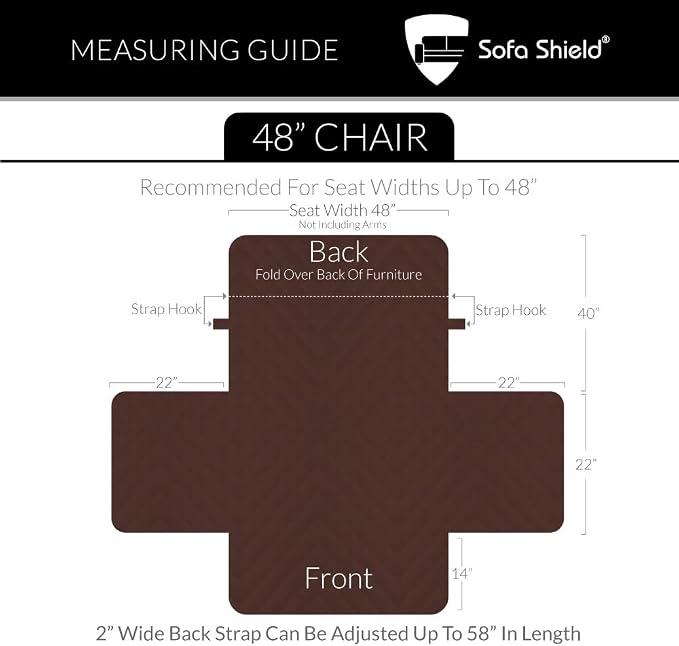 Sofa Shield® Couch Chair and Half Slip Cover for Dogs with Strap, Charcoal | Reversible Furniture Protector, Stain and Tear Resistant Cushion Cover, Machine Washable Slipcover for Pets, Cats 70 inch - Image 5