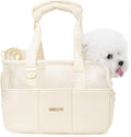 ONECUTE Dog Purse Carrier for Small Dogs Rabbit cat with Large Pockets, Cotton Bag, Dog Carrier Soft Sided, Collapsible Travel Puppy Carrier (Beige Breathable, 17.0" L x 7.5" W x 12.0" H) by ONECUTE