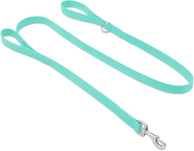 Waterproof Dog Leash with Double Handle, 6 FT Durable Odor-Proof Dog Leashes with Strong Aviation Aluminum Hooks Fits Small Medium or Large Dogs by KiddingPets
